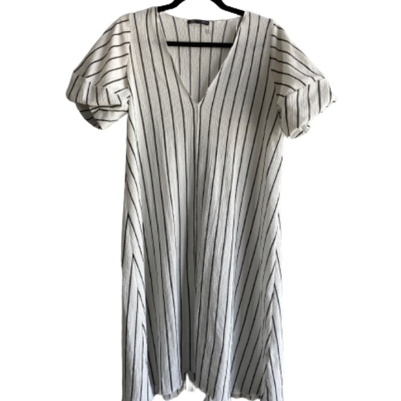 ZARA | striped dress with puffy sleeves - Picture 1 of 4